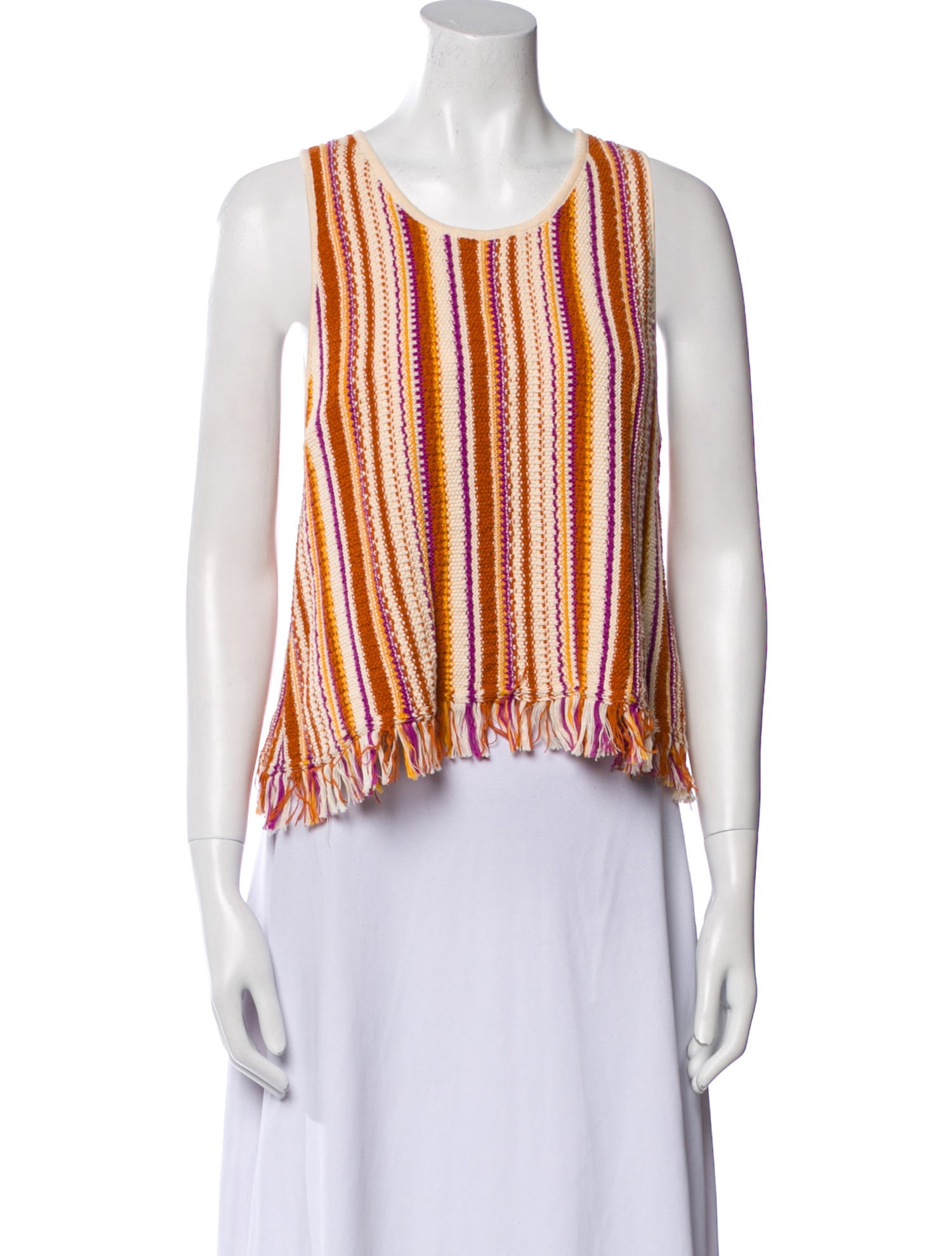 Vanessa Bruno Striped Scoop Neck Crop Top