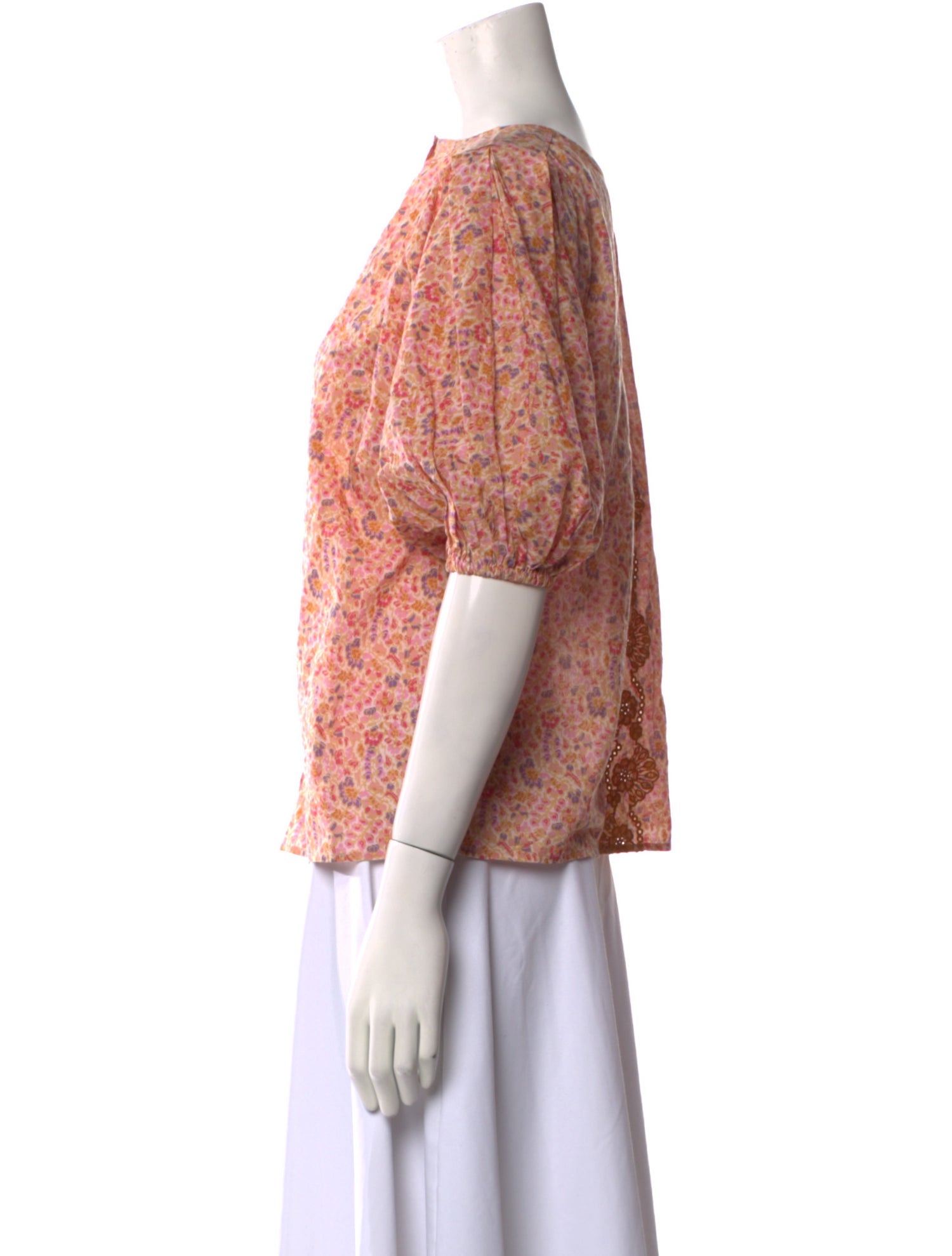 Vanessa Bruno Floral Print Bateau Neckline Blouse