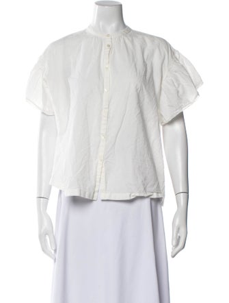 Vanessa Bruno Crew Neck Short Sleeve Button-Up Top