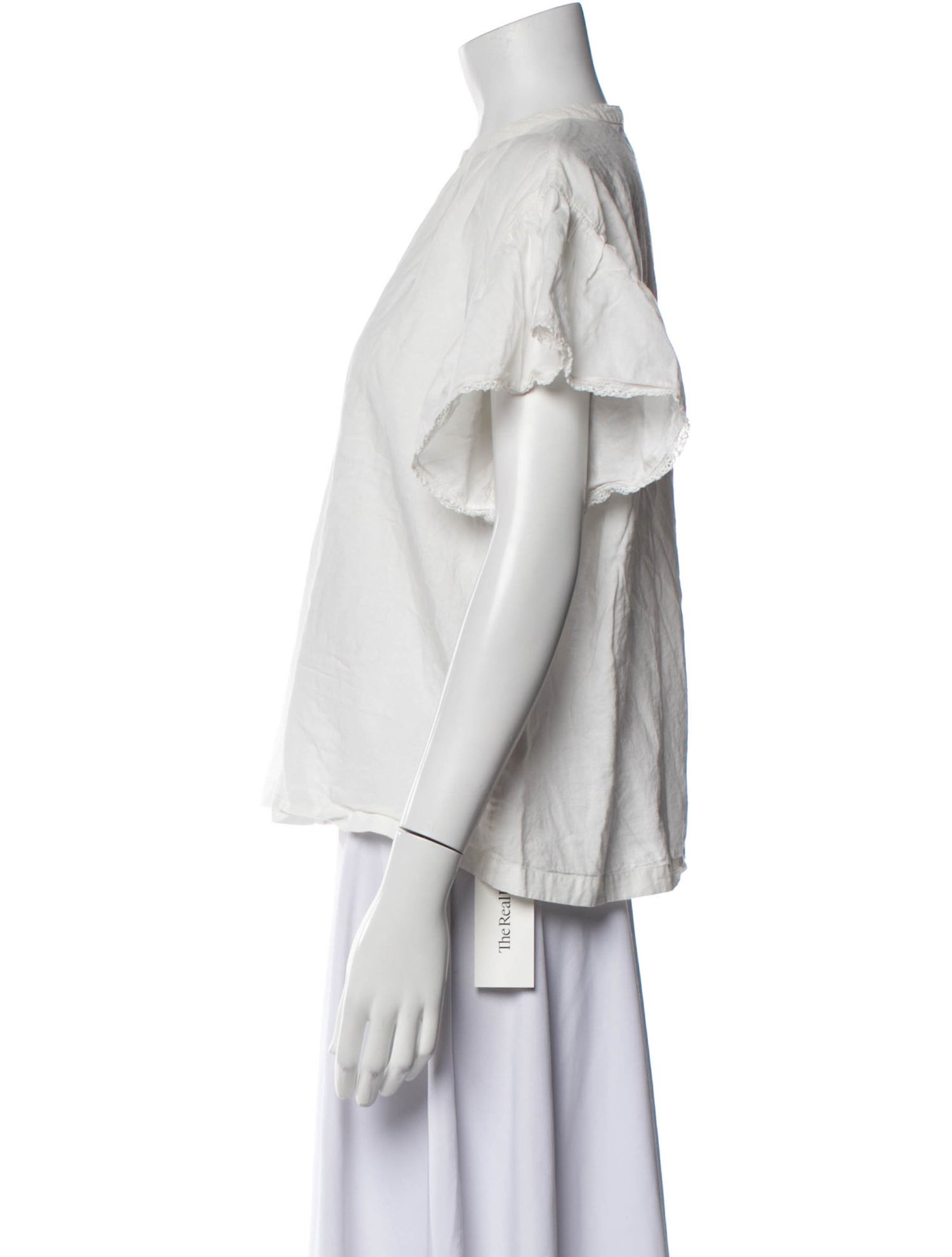 Vanessa Bruno Crew Neck Short Sleeve Button-Up Top