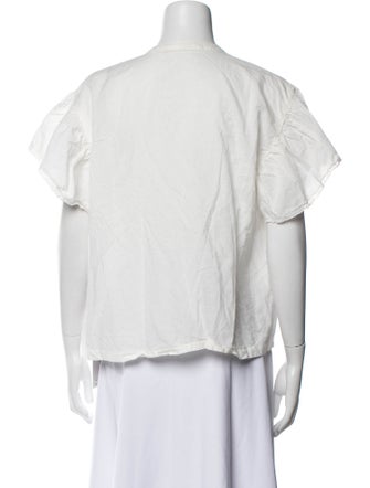Vanessa Bruno Crew Neck Short Sleeve Button-Up Top
