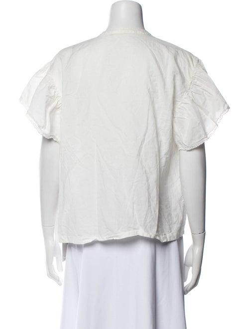 Vanessa Bruno Crew Neck Short Sleeve Button-Up Top