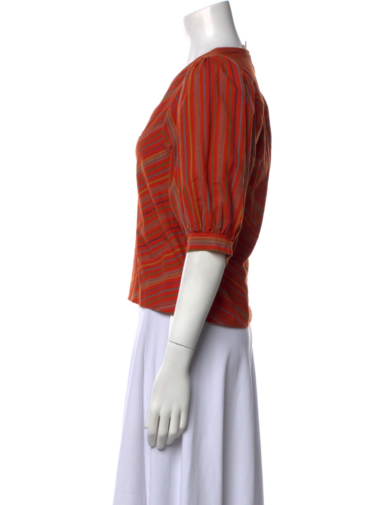 Vanessa Bruno Striped V-Neck Crop Top