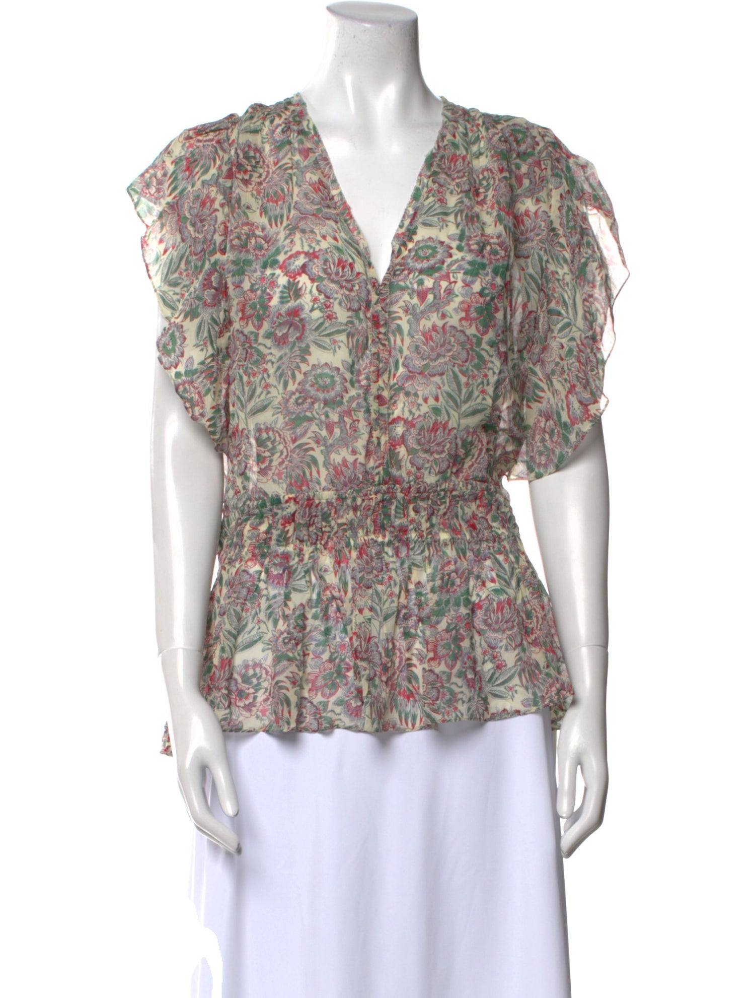 Vanessa Bruno Floral Print V-Neck Blouse