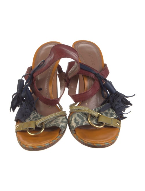 Vanessa Bruno Leather Colorblock Pattern Slingback Sandals