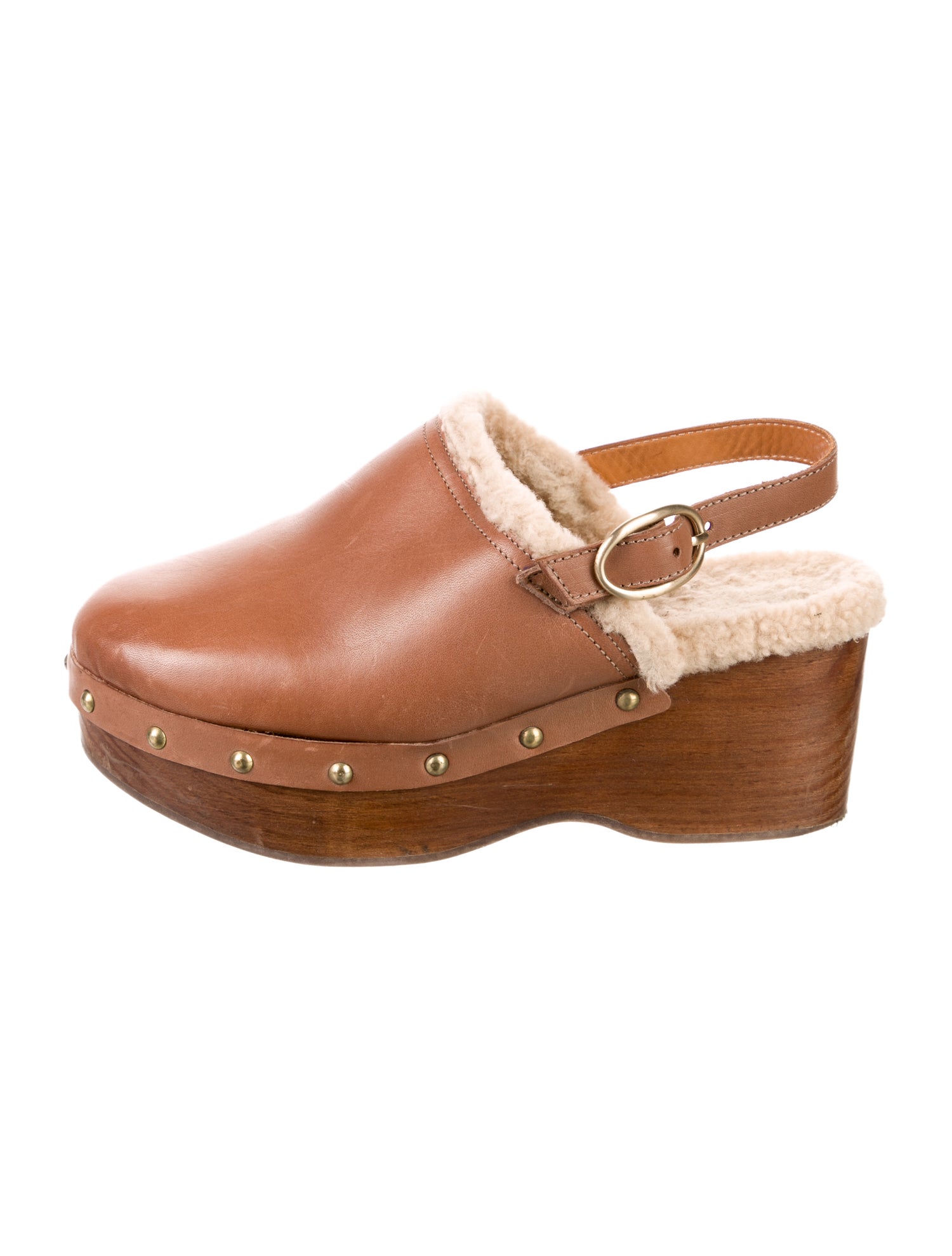 Vanessa Bruno Leather Studded Accents Slingback Pumps