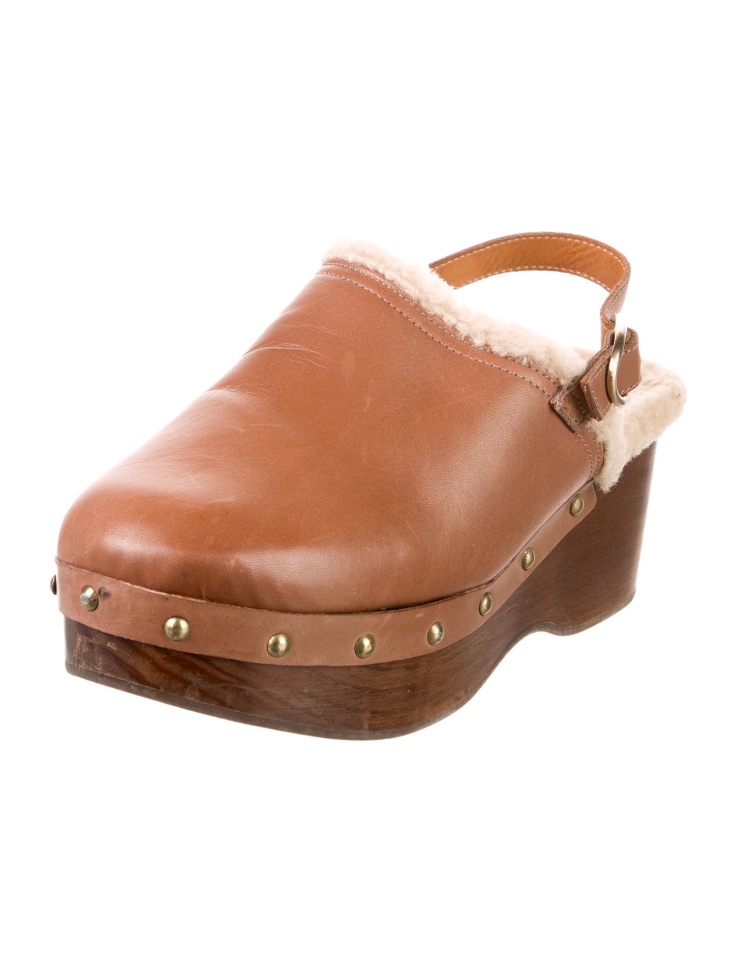 Vanessa Bruno Leather Studded Accents Slingback Pumps