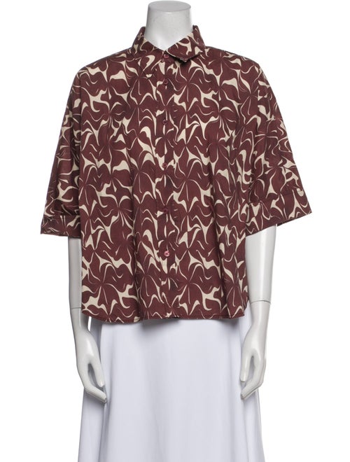 Vanessa Bruno Printed Three-Quarter Sleeve Button-Up Top