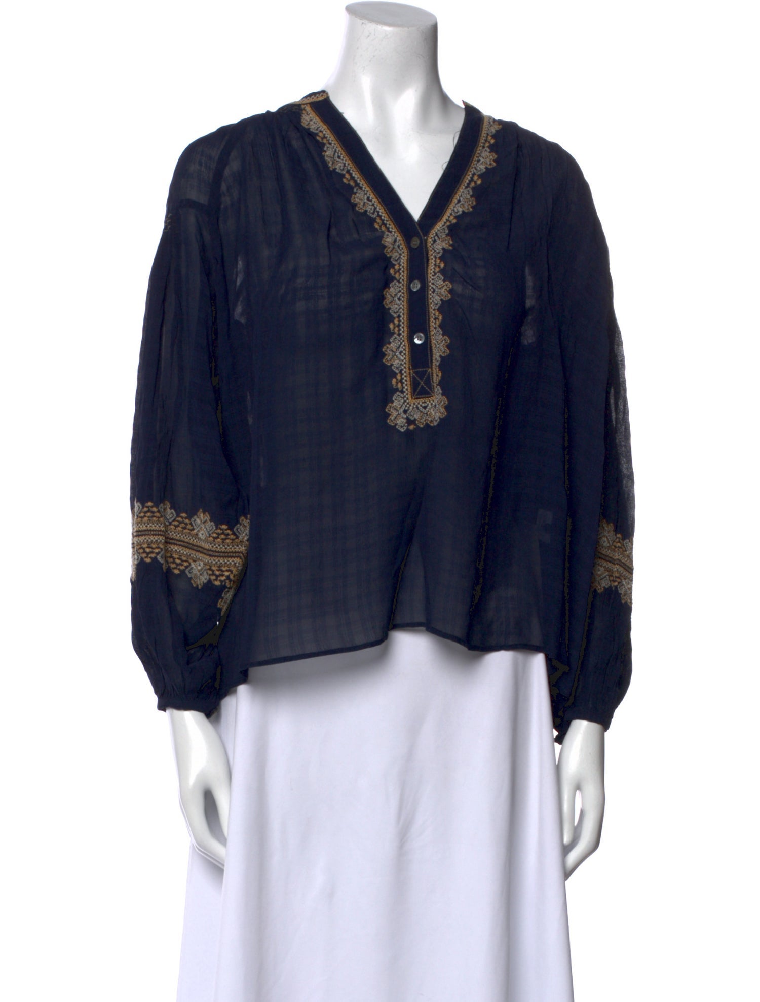 Vanessa Bruno Graphic Print V-Neck Blouse