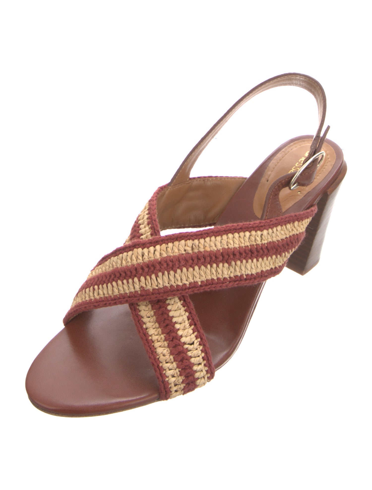 Vanessa Bruno Leather Animal Print Slingback Sandals