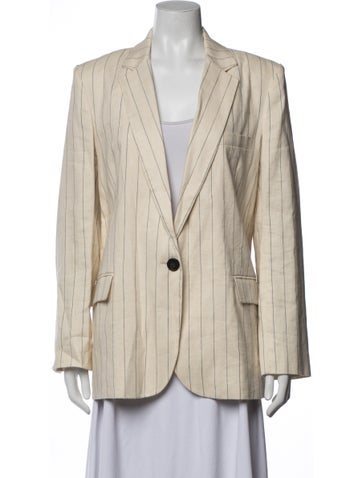 Pre-owned Vanessa Bruno Linen Striped Blazer In Neutrals