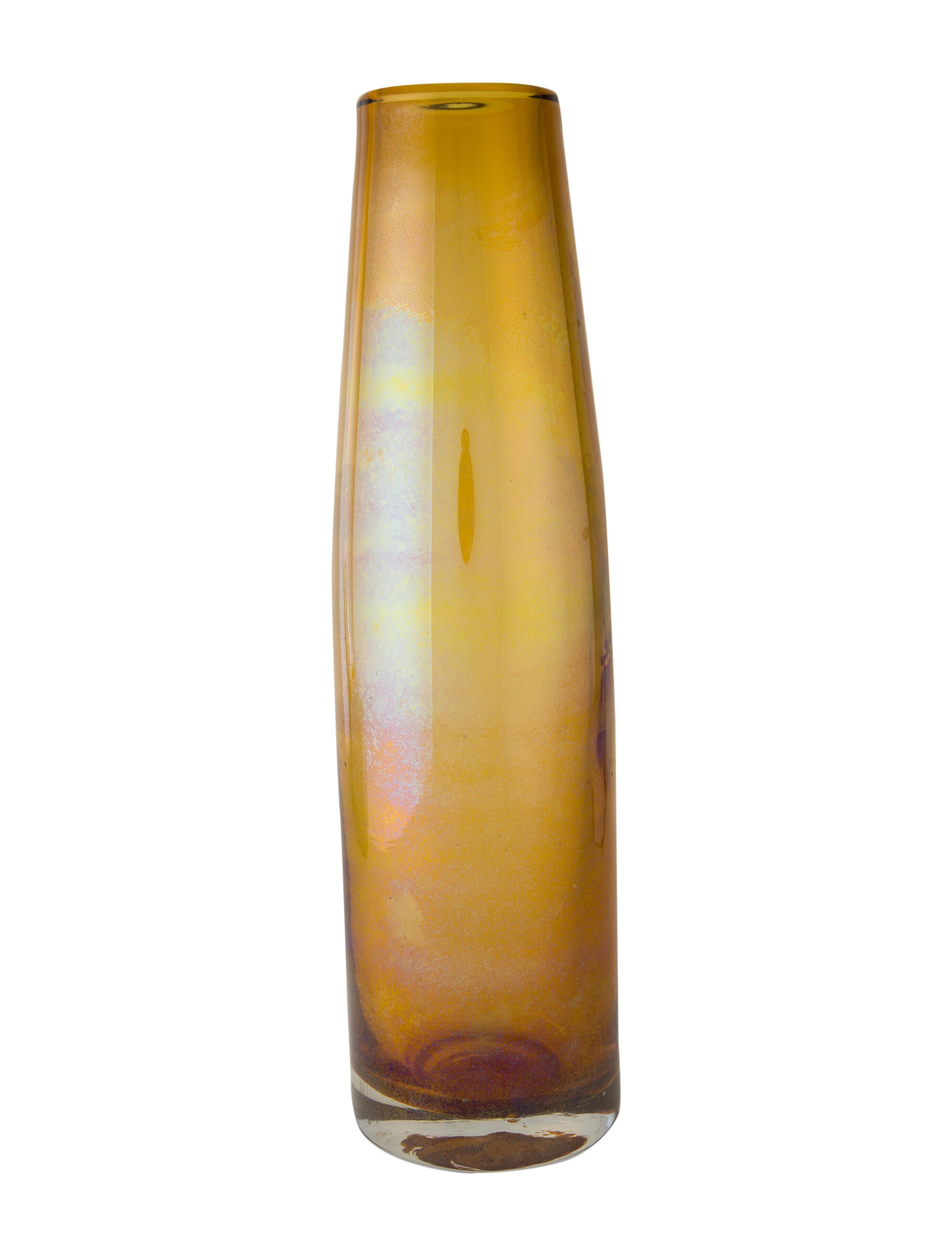 Decorative Vase Vintage Iridescent Amber Glass Vase Brown Decorative