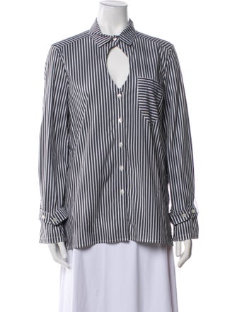 Victoria/Tomas Striped Long Sleeve Button-Up Top