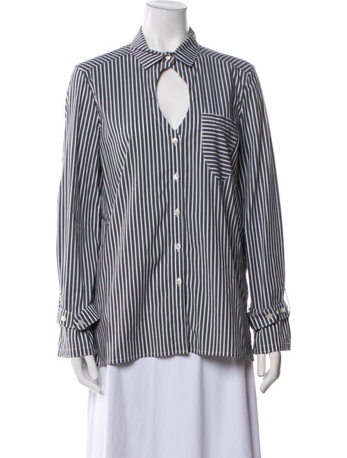 Victoria/Tomas Striped Long Sleeve Button-Up Top