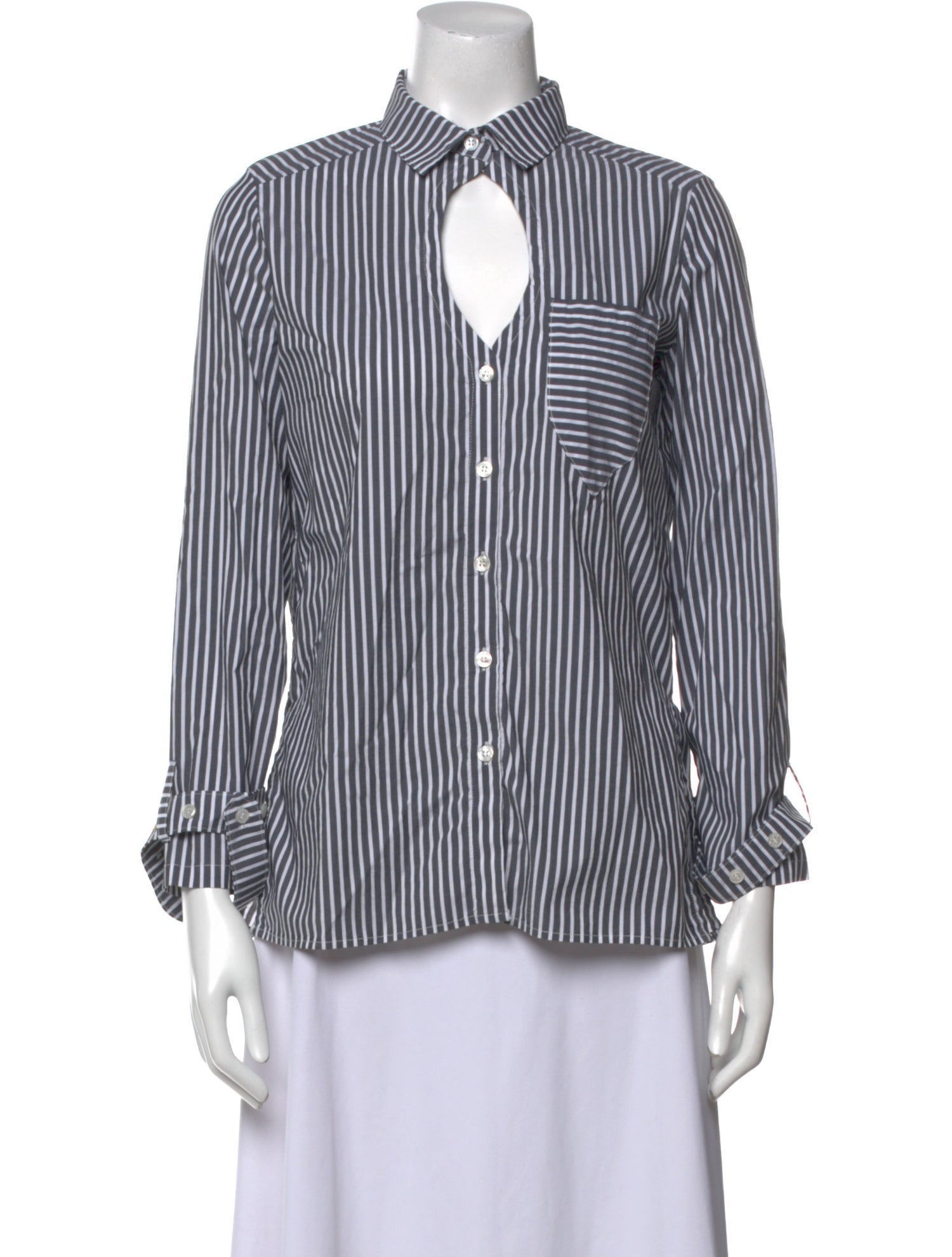 Victoria/Tomas Striped Three-Quarter Sleeve Blouse