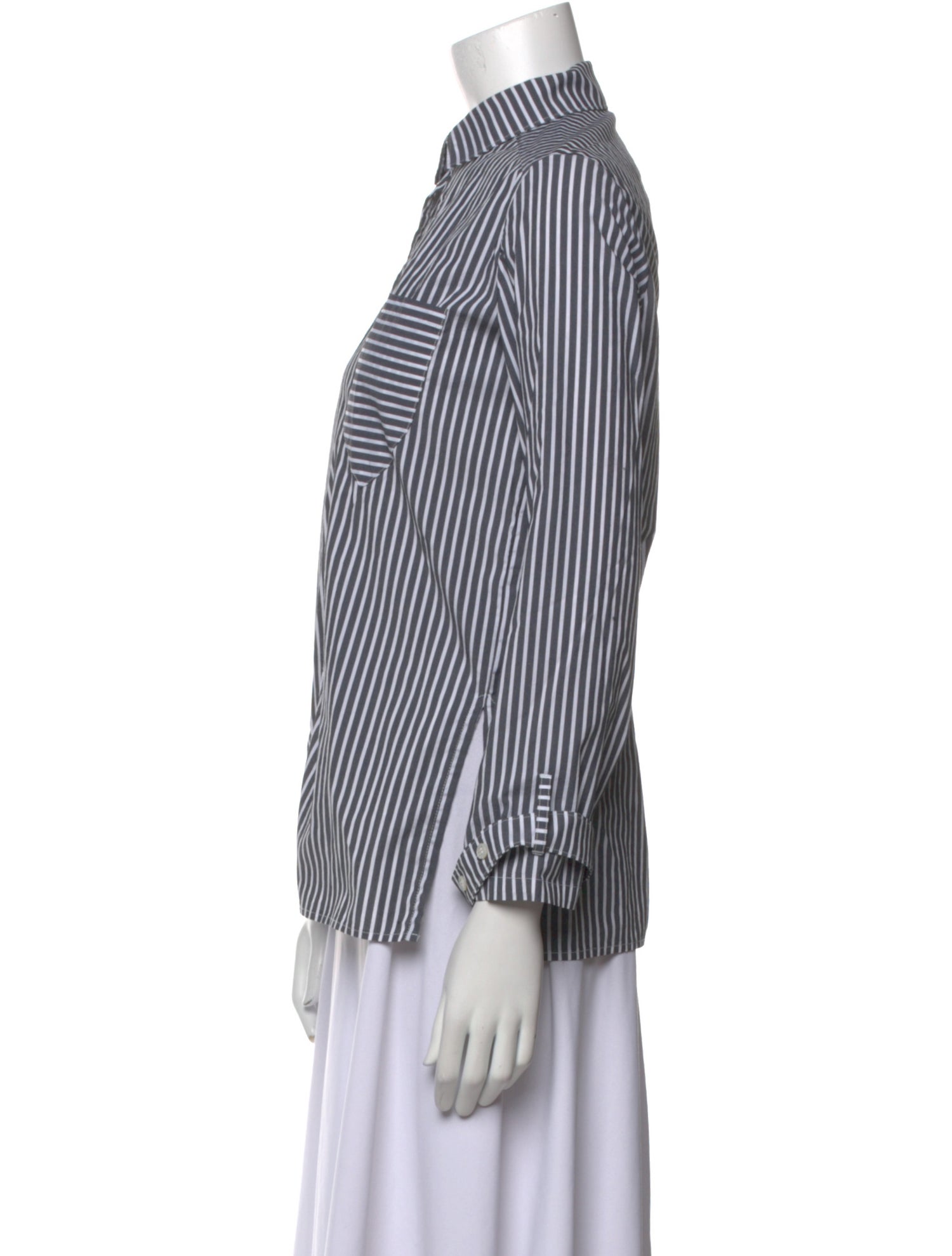 Victoria/Tomas Striped Three-Quarter Sleeve Blouse