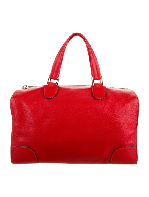 Valextra Textured Leather Tote Red
