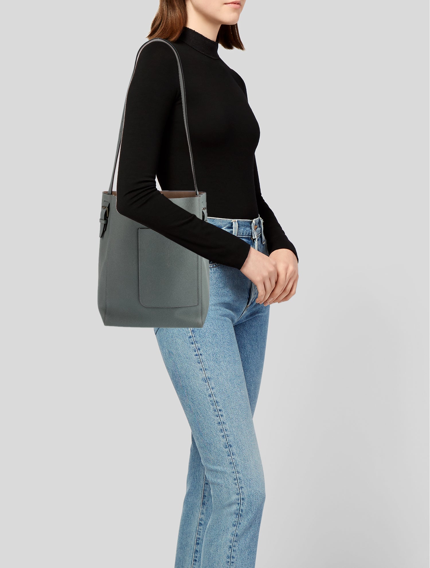 Valextra Embossed Leather Shoulder Bag