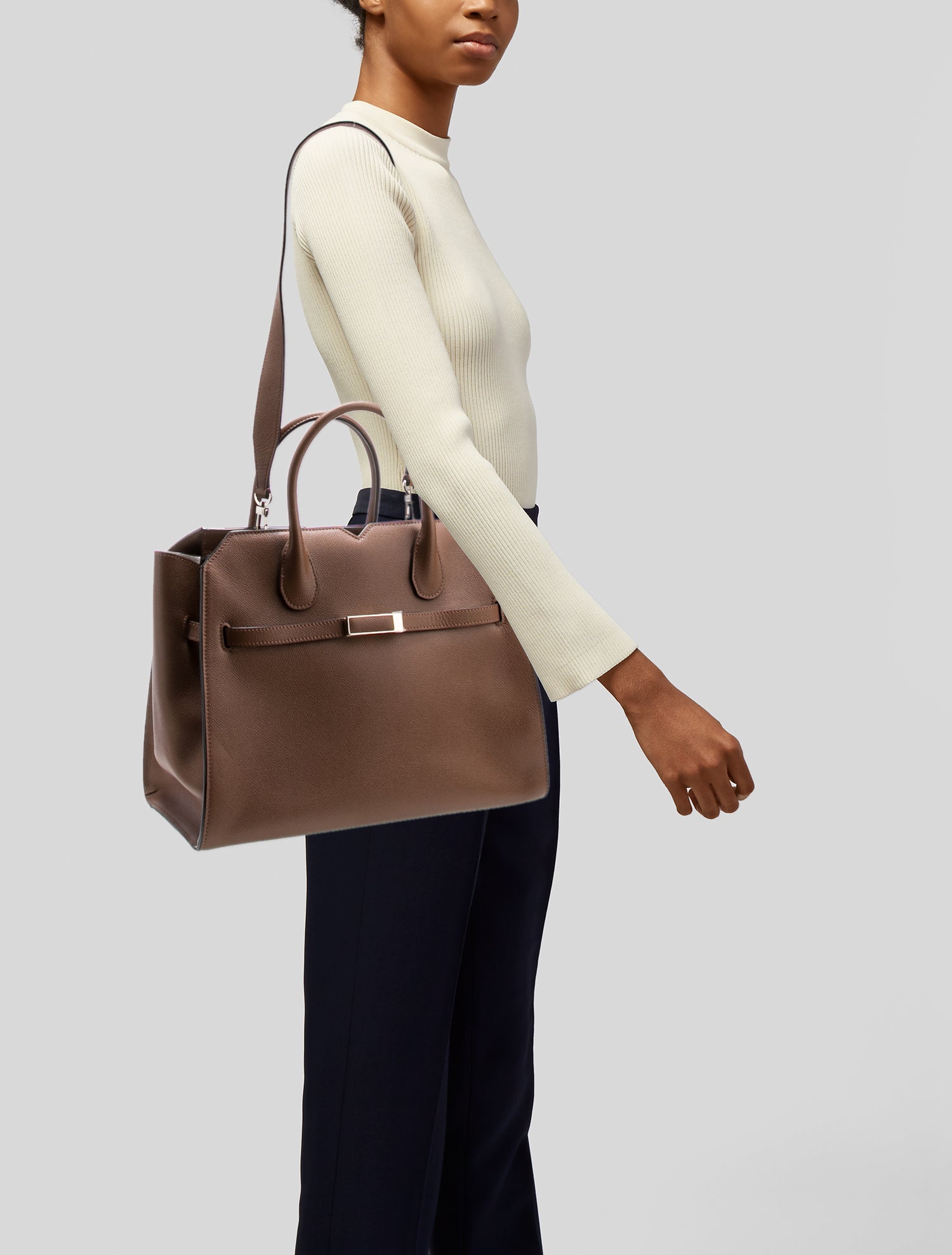 Valextra Leather Top Handle Bag