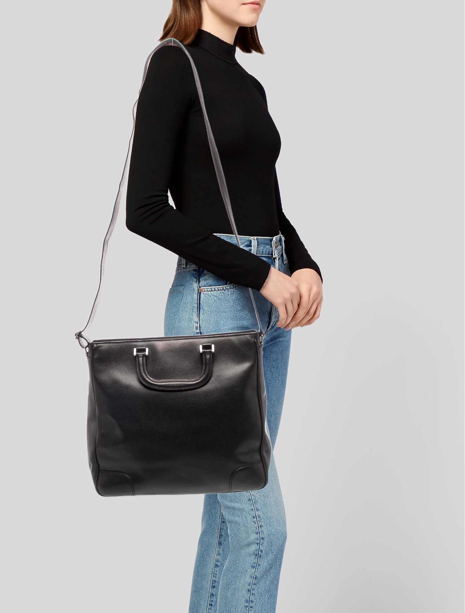 Valextra Leather Top Handle Bag
