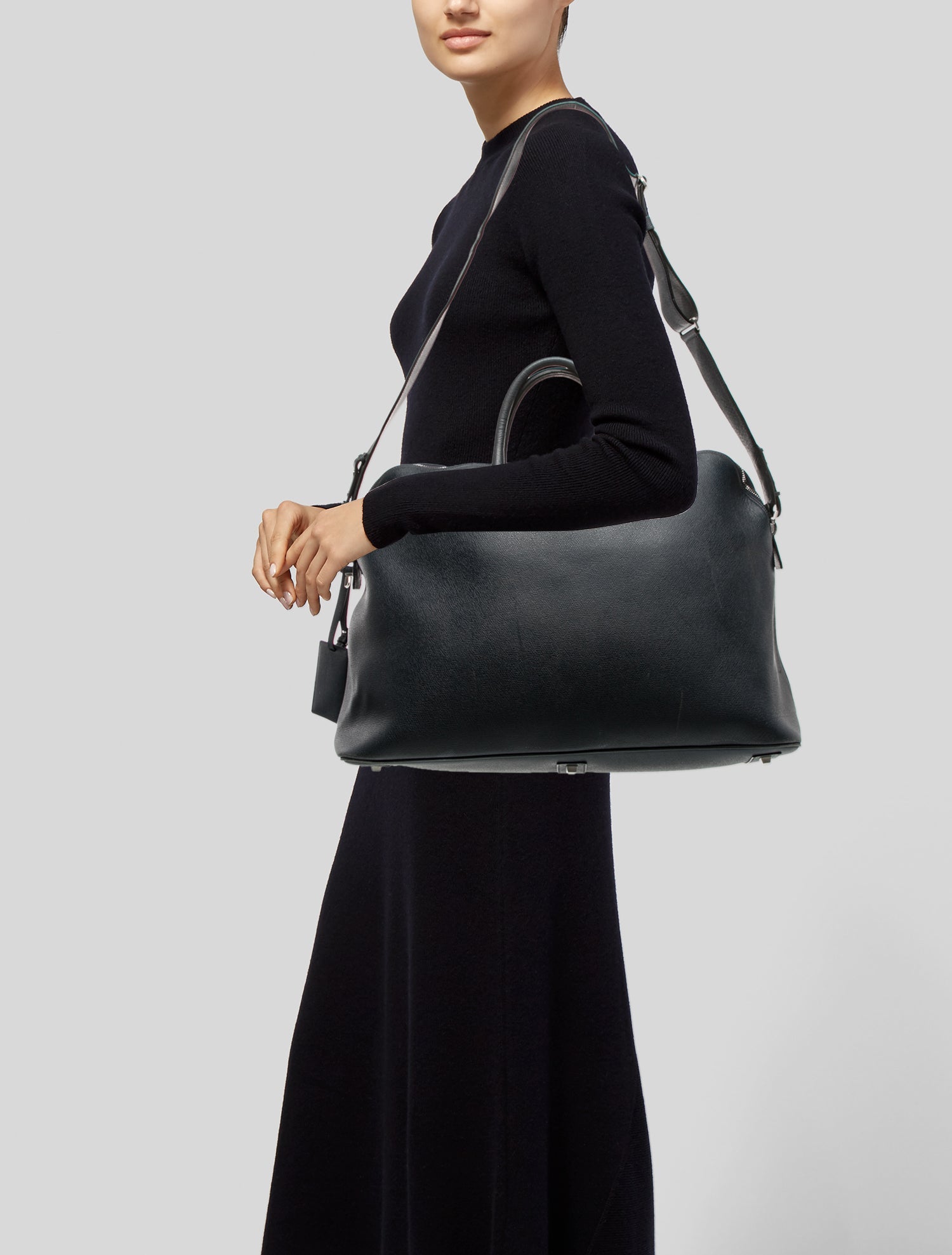 Valextra Leather Weekender Bag