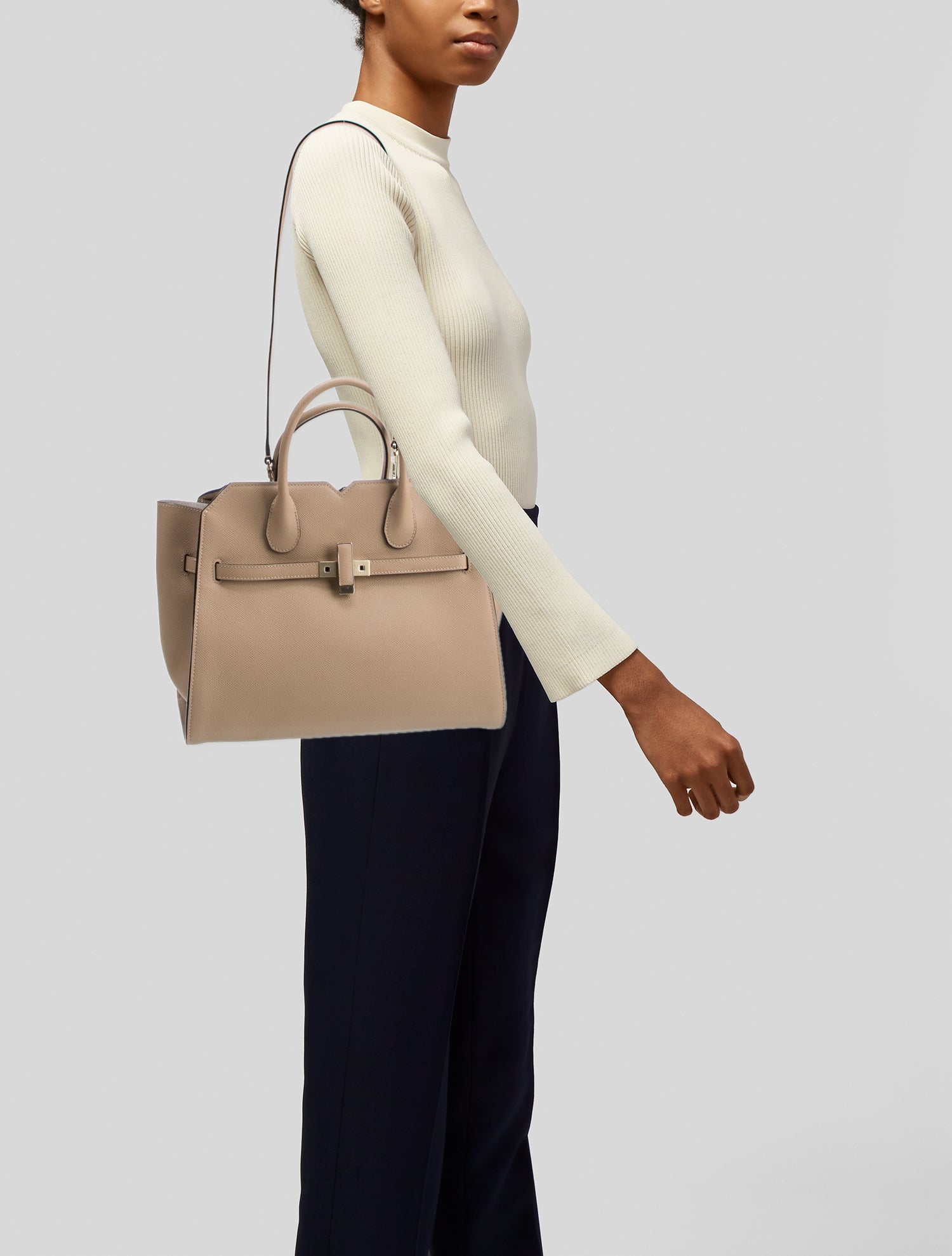 Valextra Leather Top Handle Bag