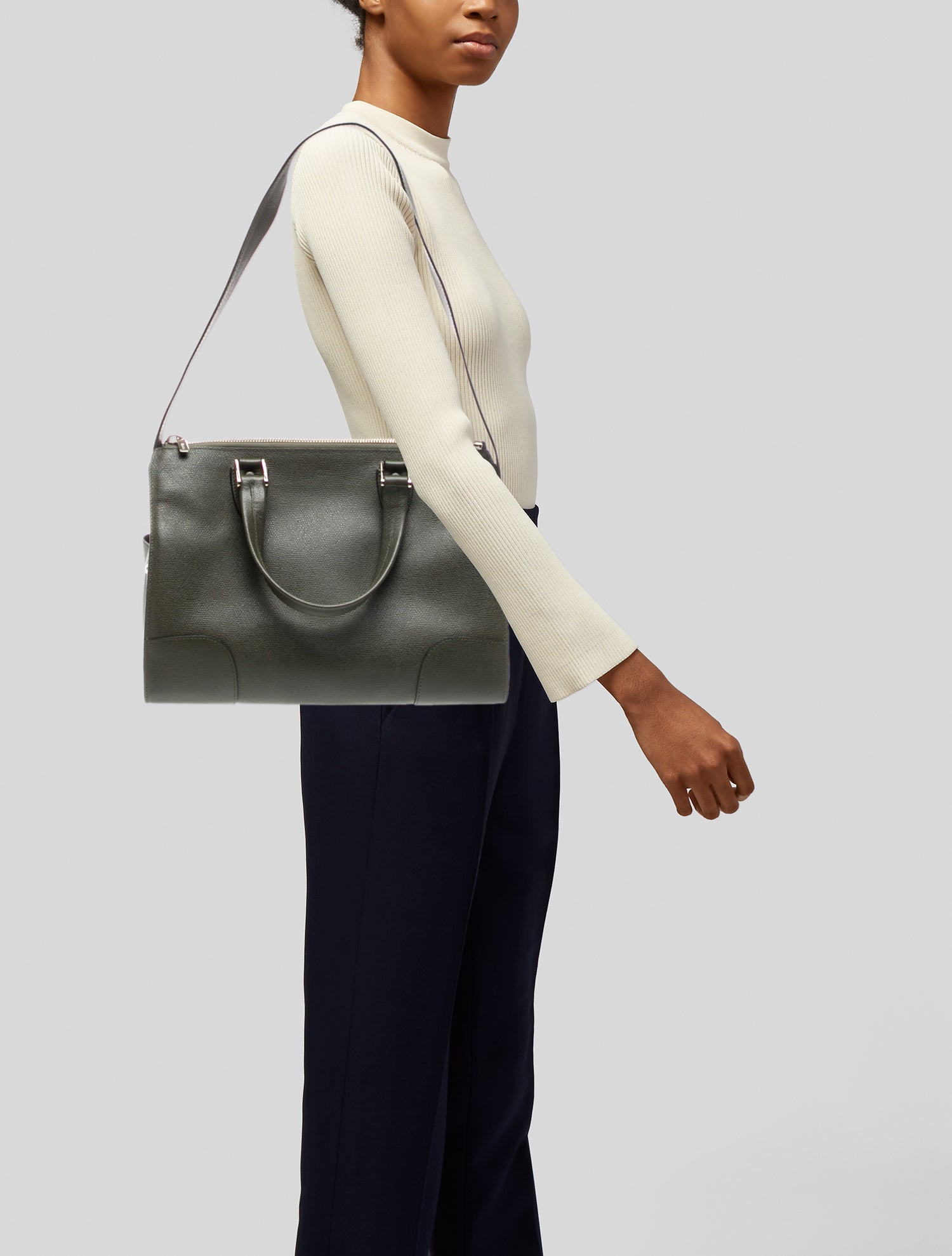 Valextra Leather Top Handle Bag