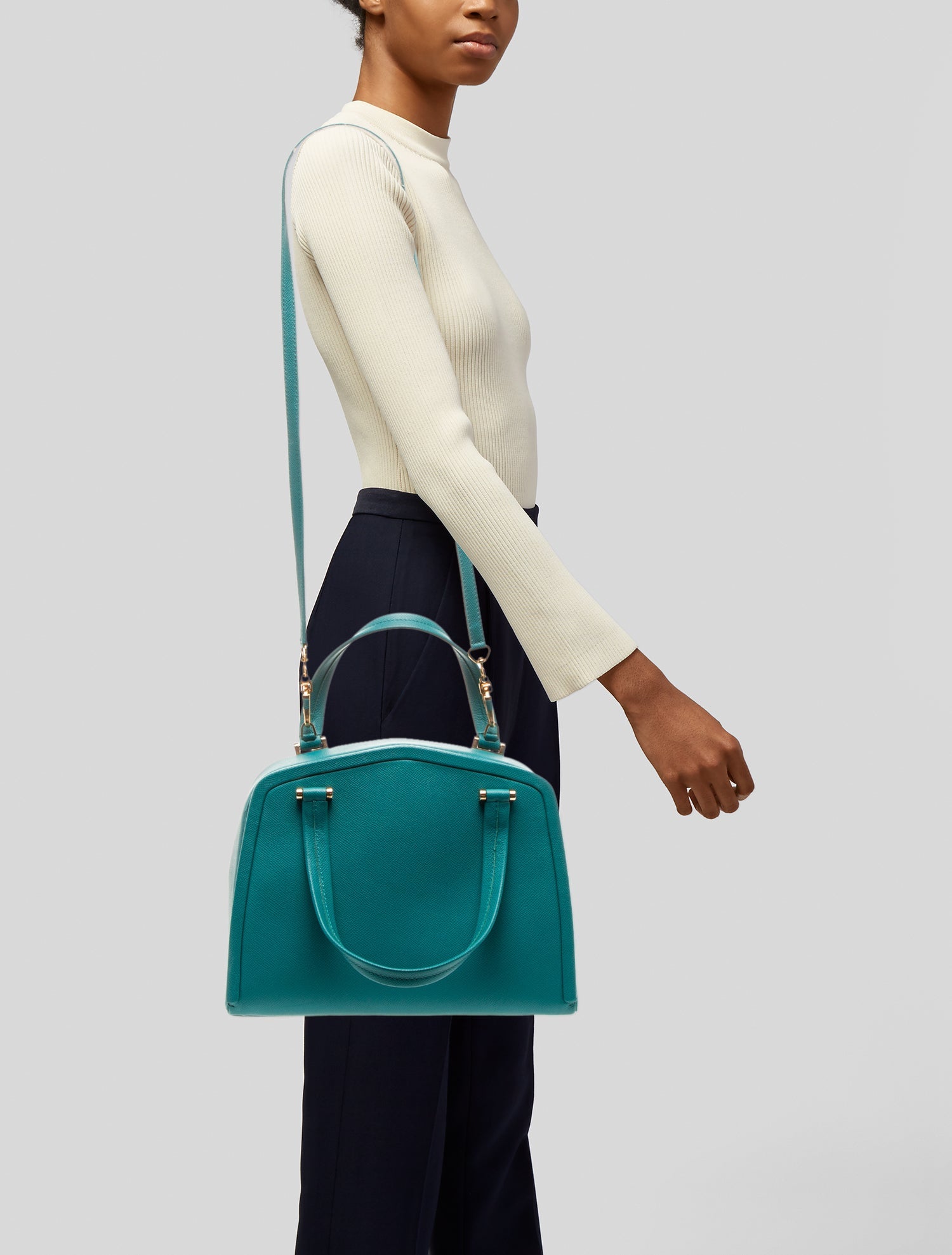 Valextra Leather Top Handle Bag