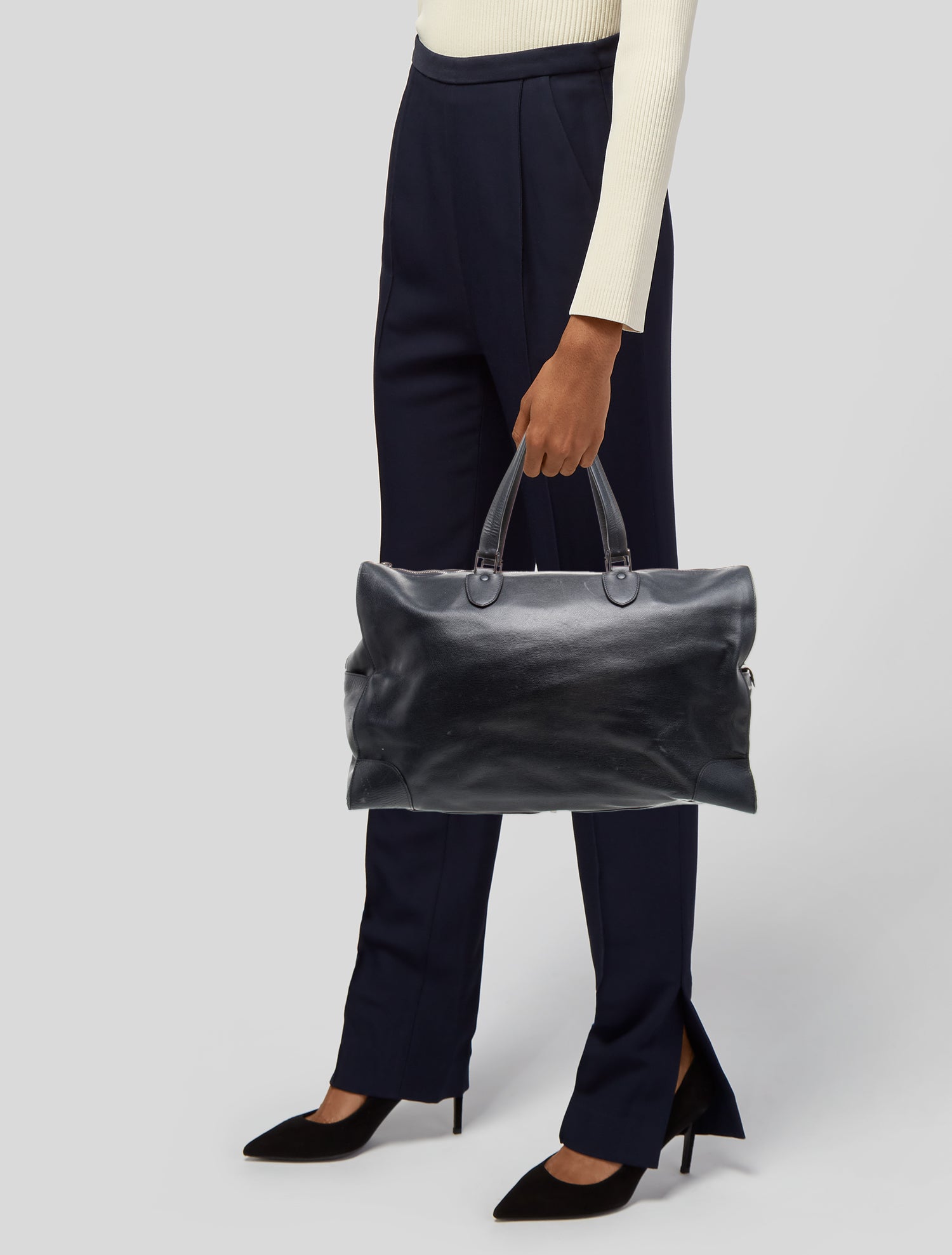 Valextra Leather Weekender Bag