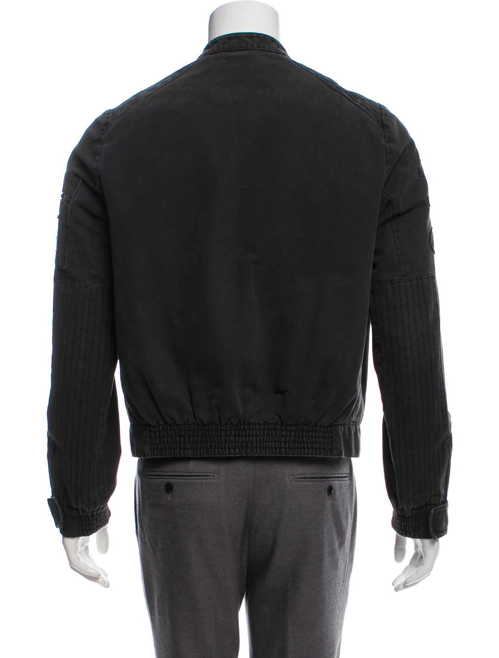 Veronique Branquinho Mandarin Collar Patch Jacket - Grey Outerwear