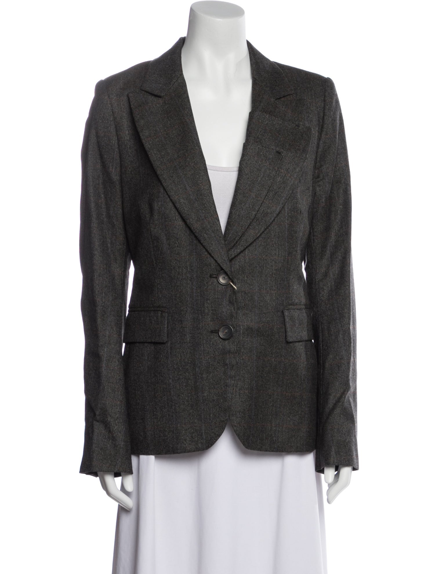 Veronique Branquinho Virgin Wool Plaid Print Blazer