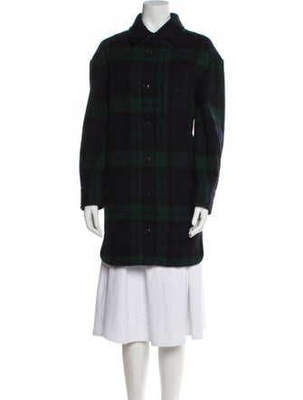 Veronique Branquinho Wool Plaid Print Peacoat