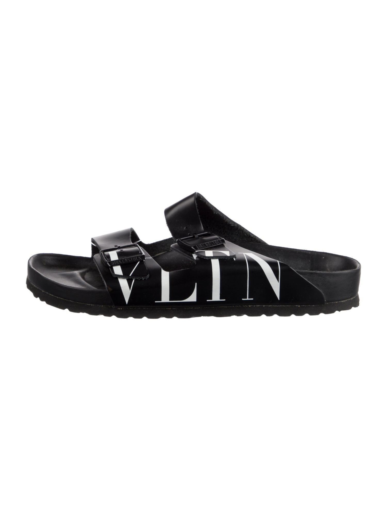 Valentino x Birkenstock Leather Graphic Print Slides
