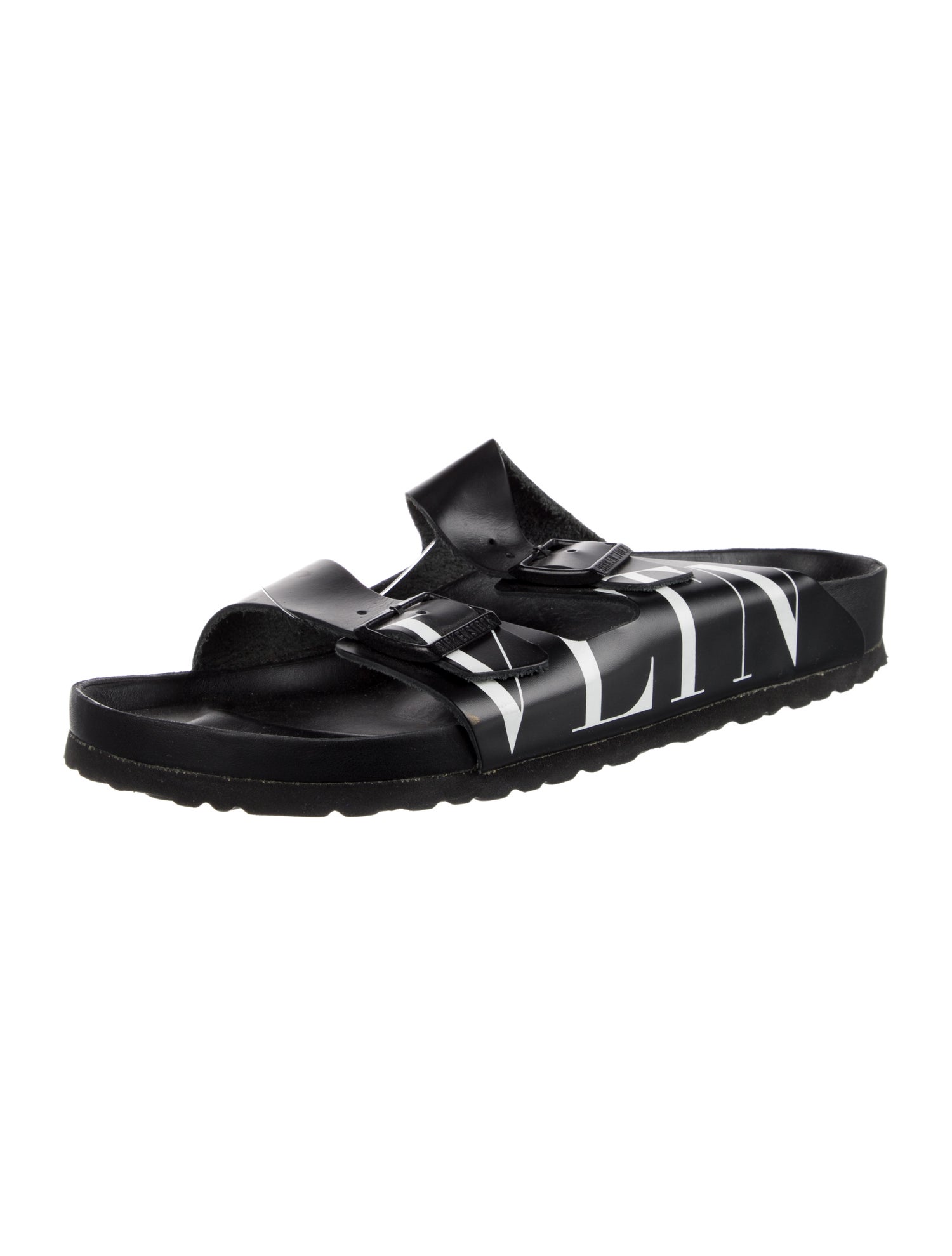 Valentino x Birkenstock Leather Graphic Print Slides