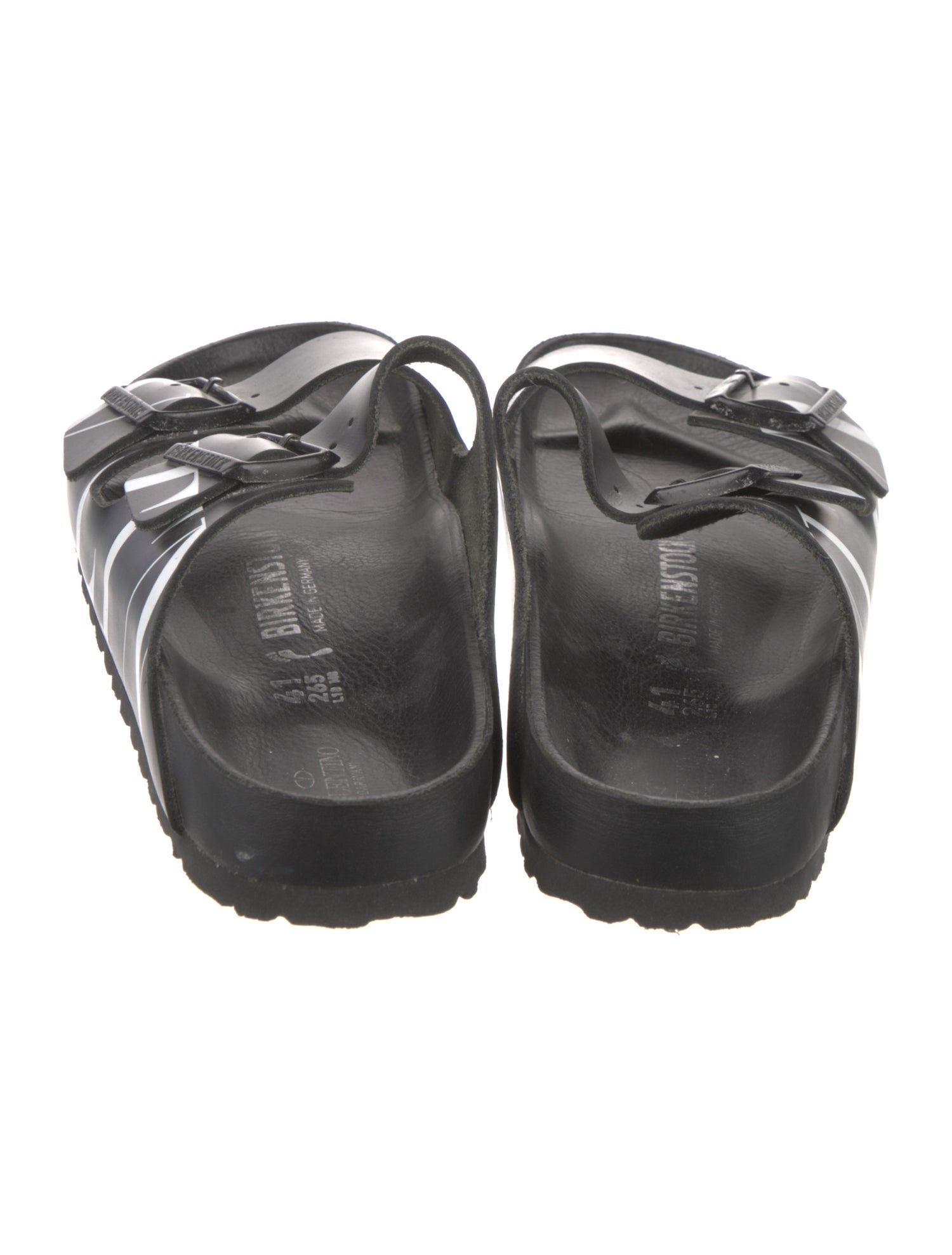 Valentino x Birkenstock Leather Printed Slides - Black Sandals