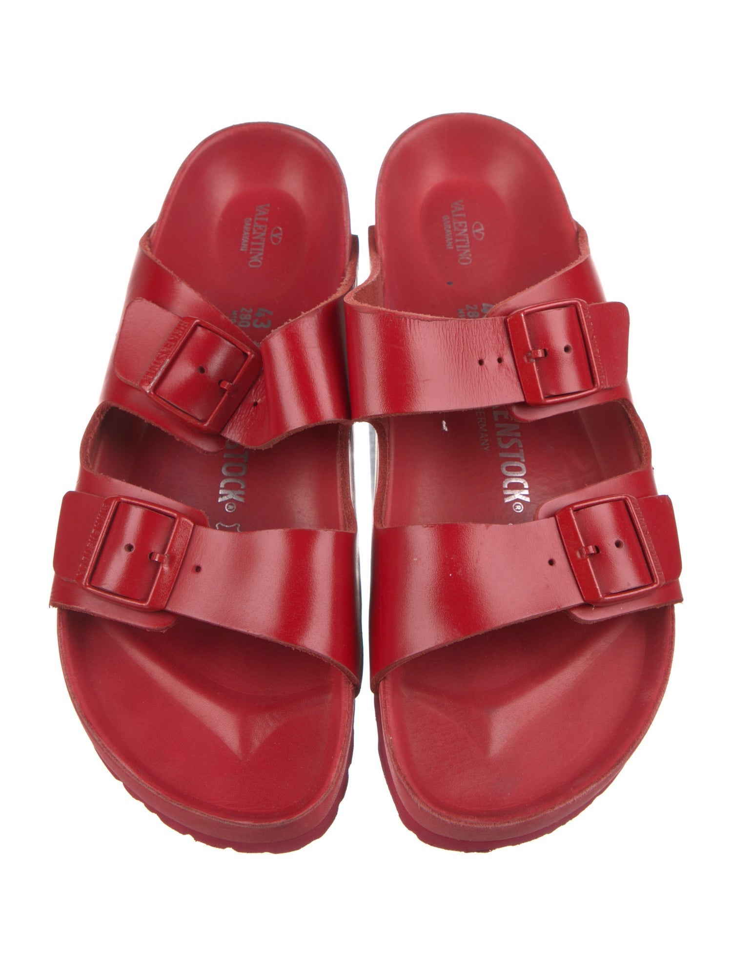 Valentino x Birkenstock Leather Slides - Red Sandals, Shoes