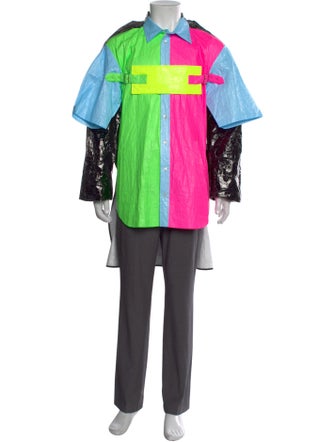 Walter Van Beirendonck Colorblock Pattern Long Sleeve Shirt
