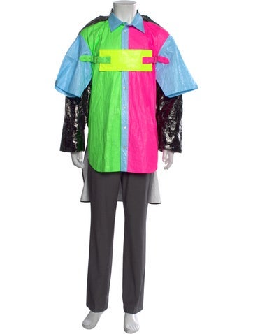 Walter Van Beirendonck Casual Shirts Colorblock Pattern Long Sleeve Shirt L