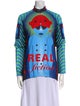 Walter Van Beirendonck Printed Mock Neck Button-Up Top