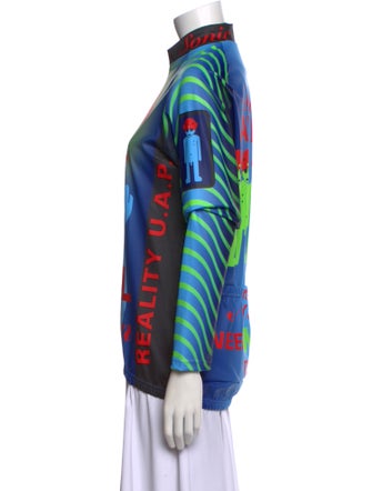Walter Van Beirendonck Printed Mock Neck Button-Up Top