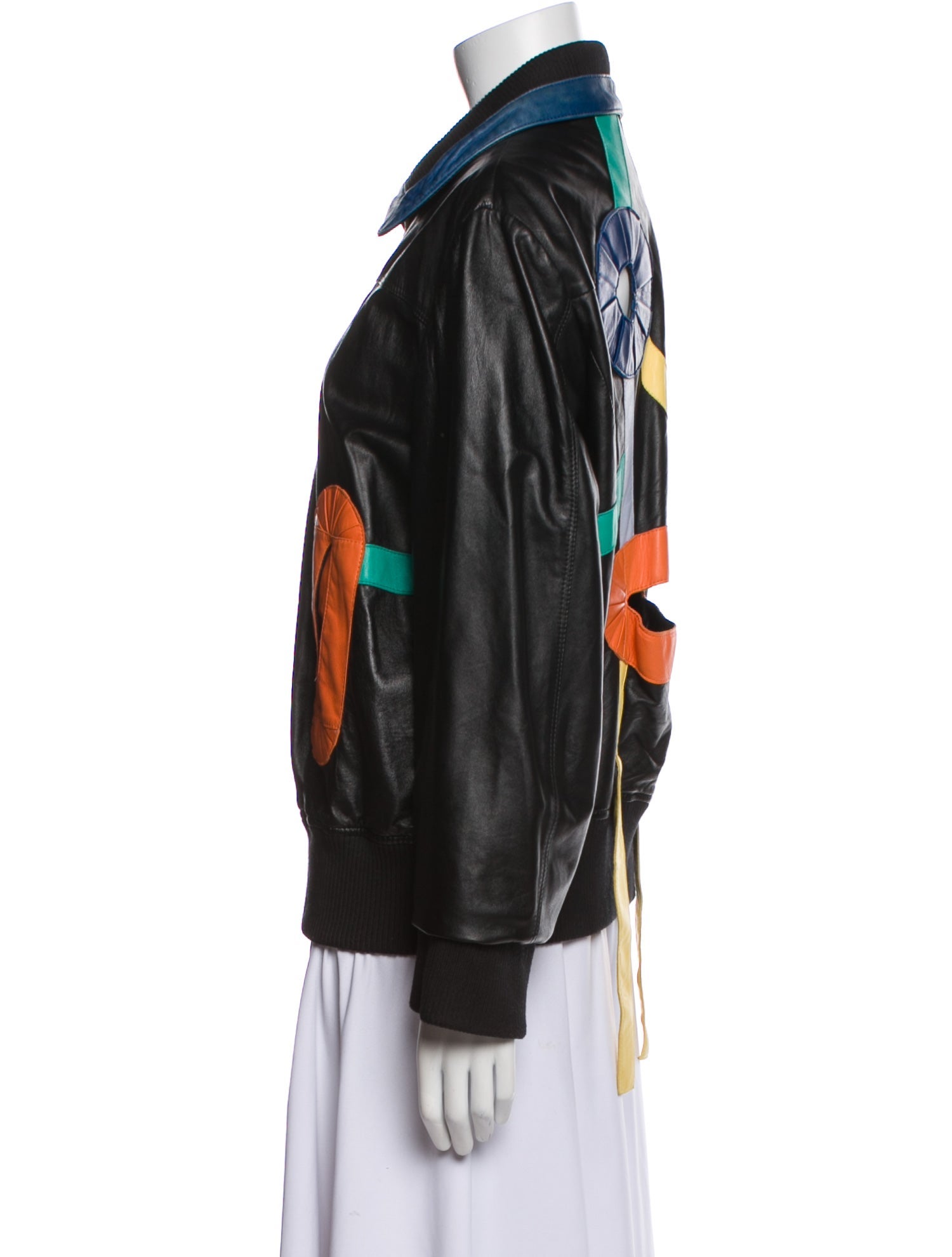 Walter Van Beirendonck Lamb Leather Colorblock Pattern Jacket