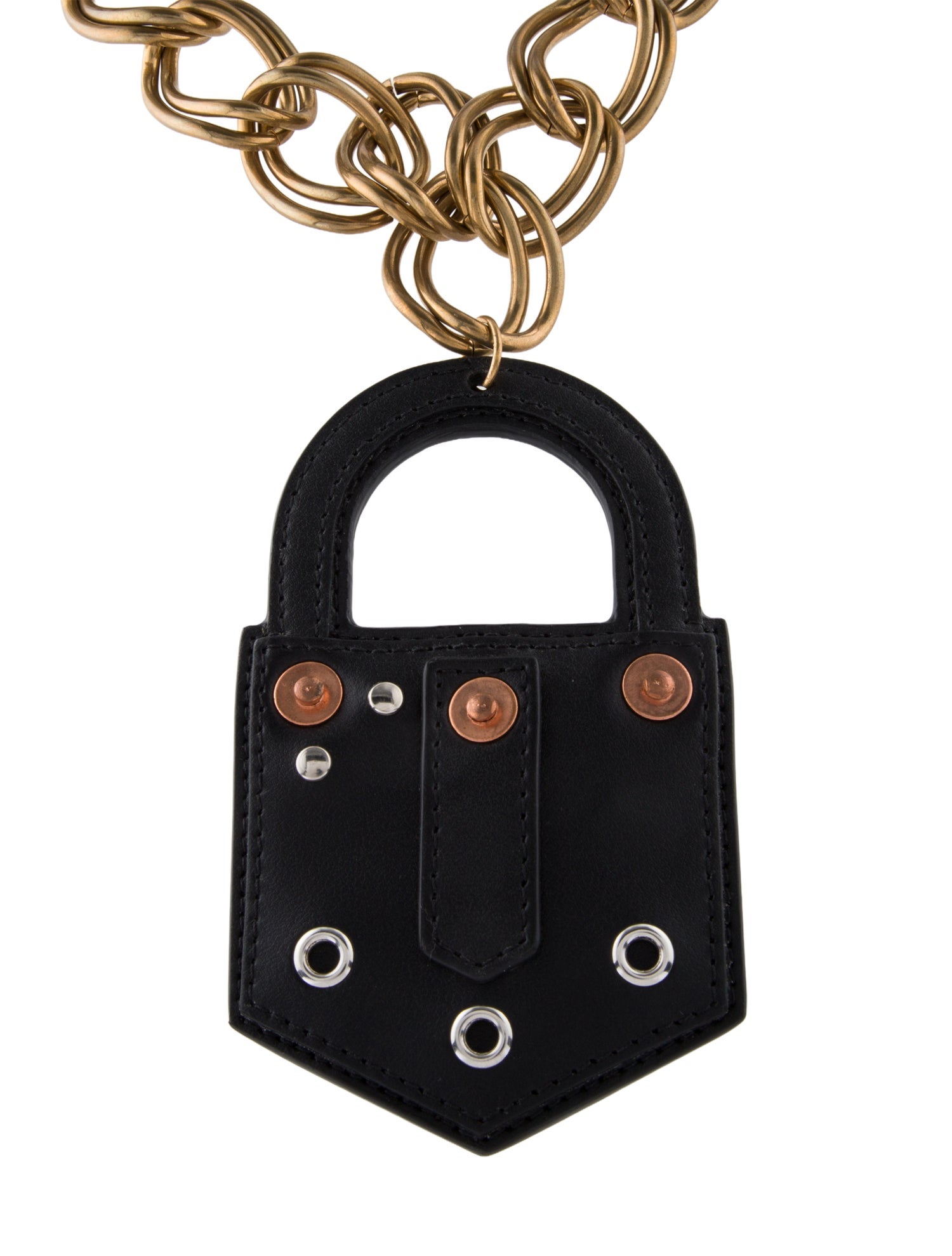 Walter Van Beirendonck Leather Padlock Chain Pendant Necklace