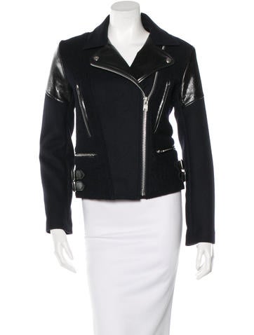 Victoria Beckham Leather-Trimmed Wool Jacket