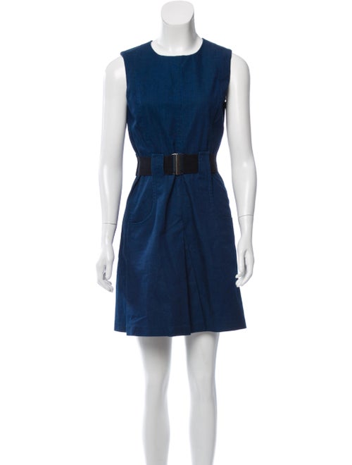 Victoria Beckham Chambray Belted Dress blue