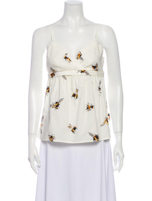 Victoria Beckham Printed Strapless Blouse White