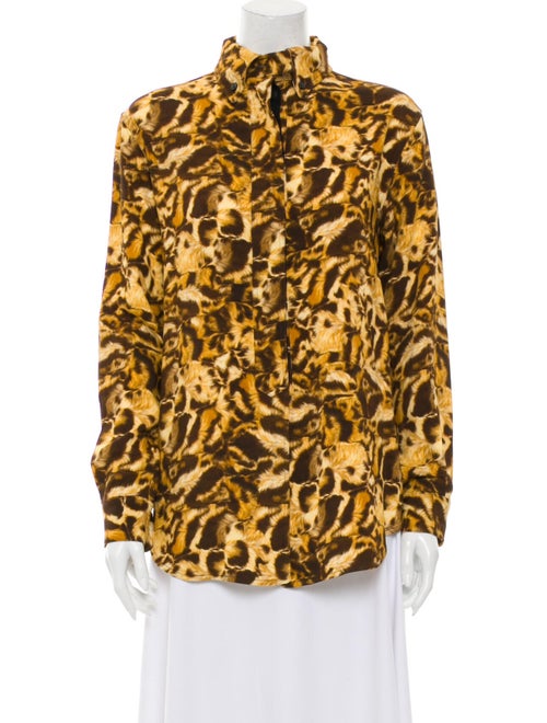 Victoria Beckham Animal Print Long Sleeve Blouse