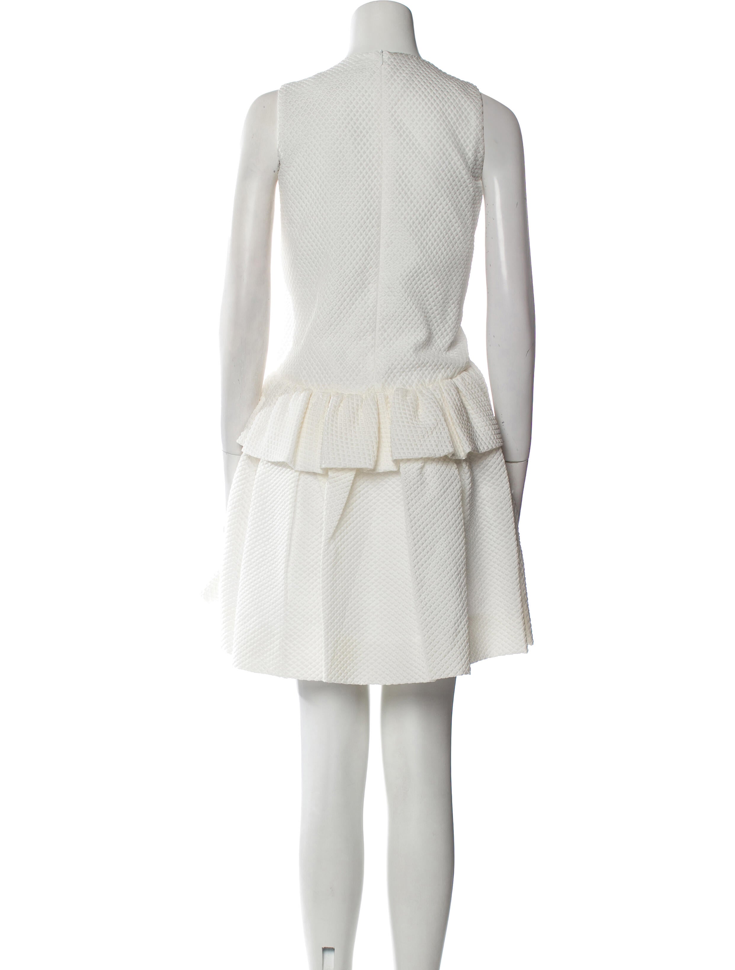 Victoria Beckham Crew Neck Mini Dress White Dresses, Clothing