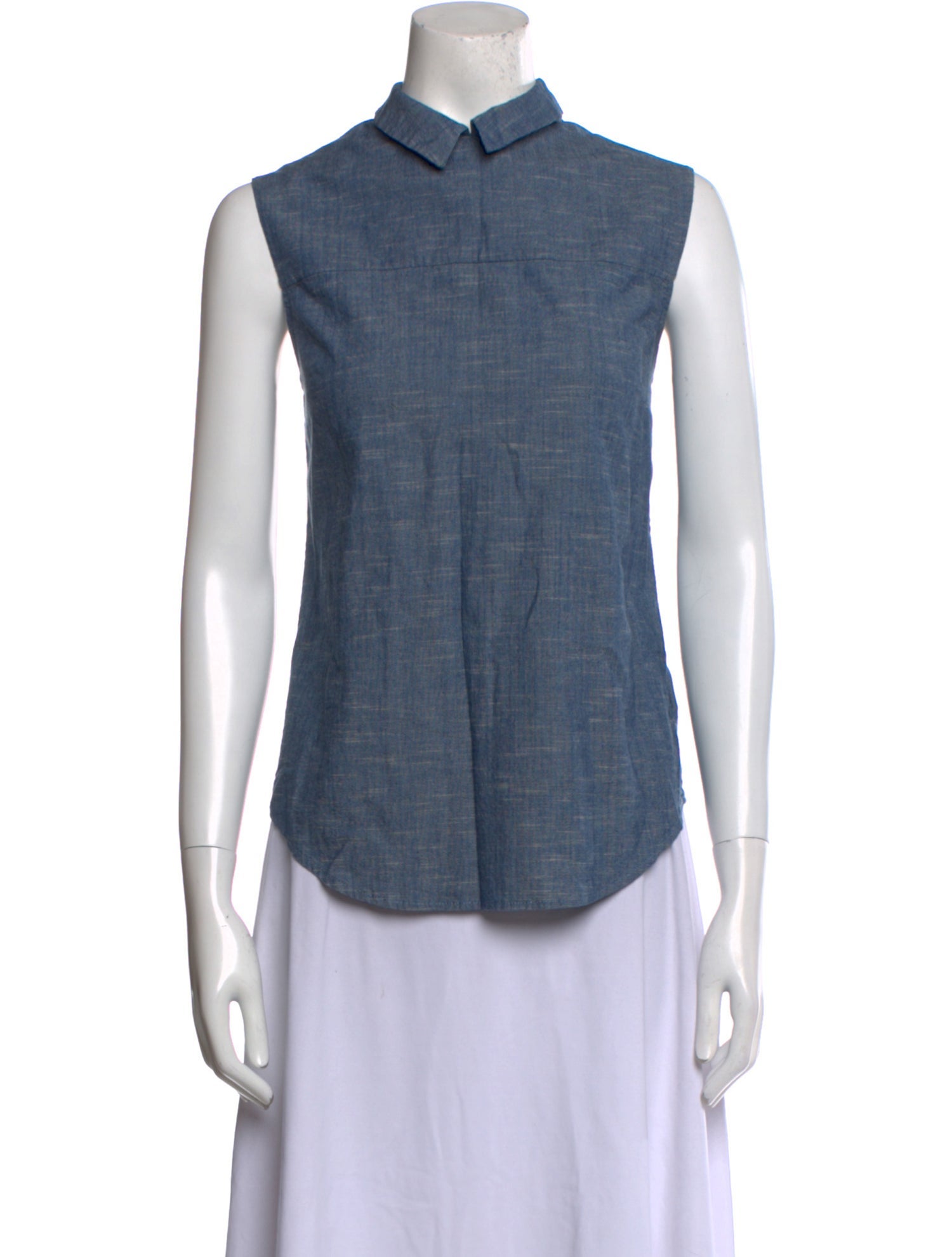 Victoria Beckham Sleeveless ButtonUp Top Blue Tops, Clothing