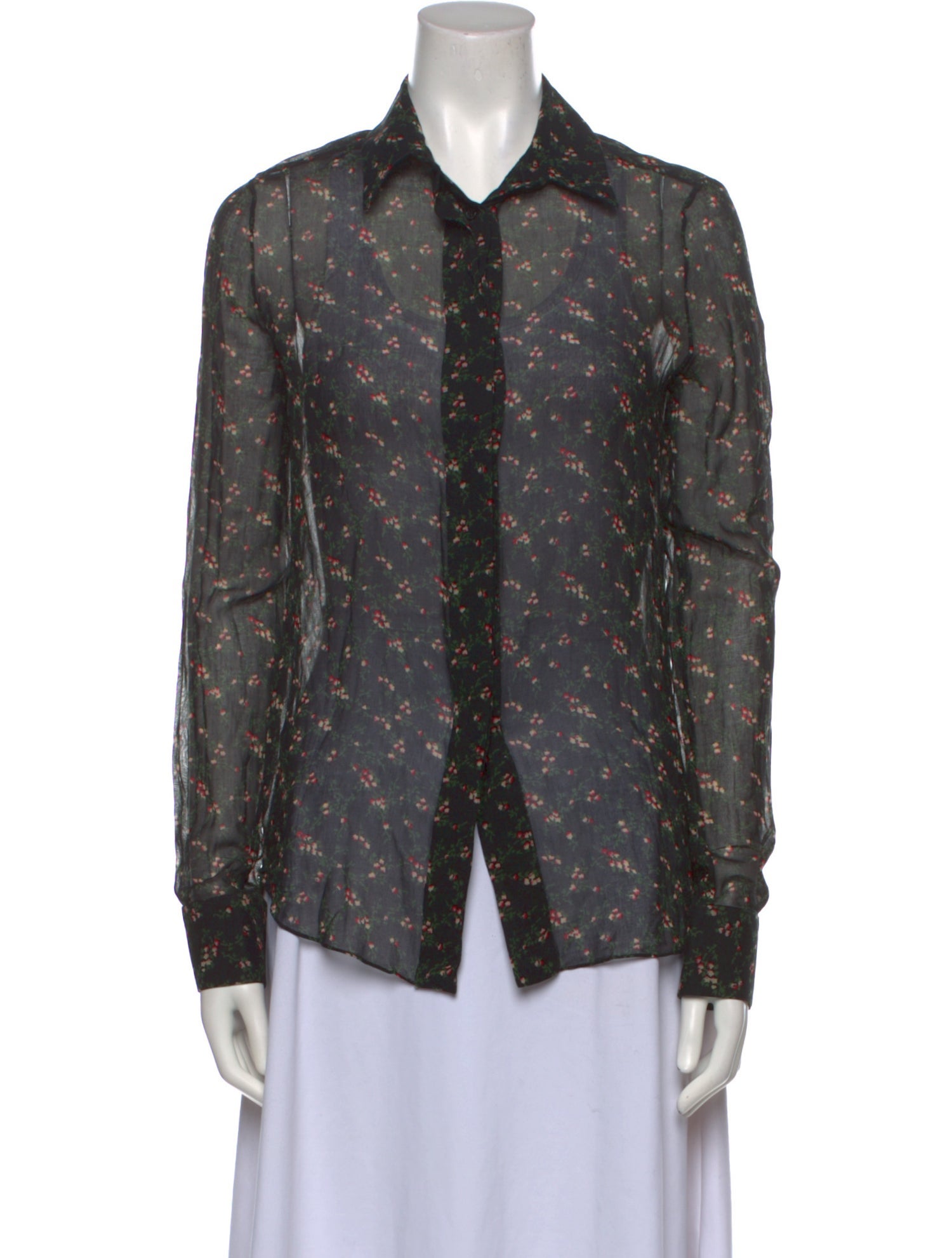 Victoria Beckham Floral Print Long Sleeve Button-Up Top