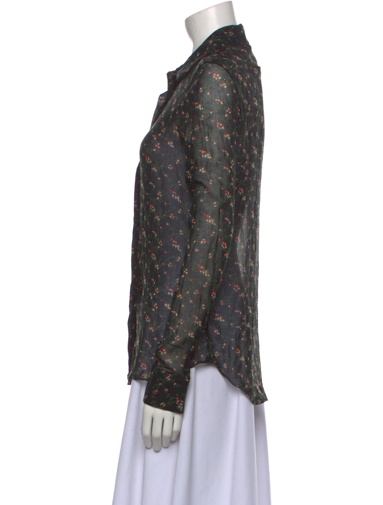 Victoria Beckham Floral Print Long Sleeve Button-Up Top